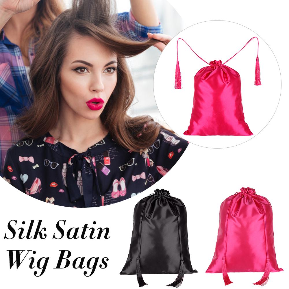 

Сумки для хранения Большие чехлы для париков Сумки для переноски париков Сумка для удлинения пучков волос Шелковые атласные сумки для париков