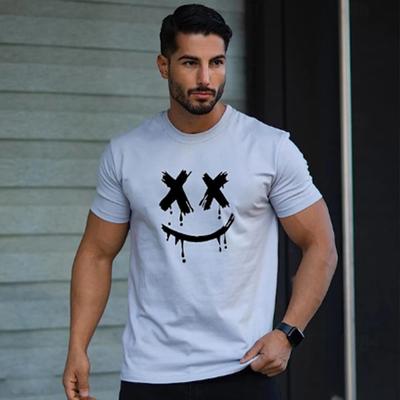New Summer Men's Fashion T-shirt Personality Creative Smiley Face Printed Men's T-shirt Top