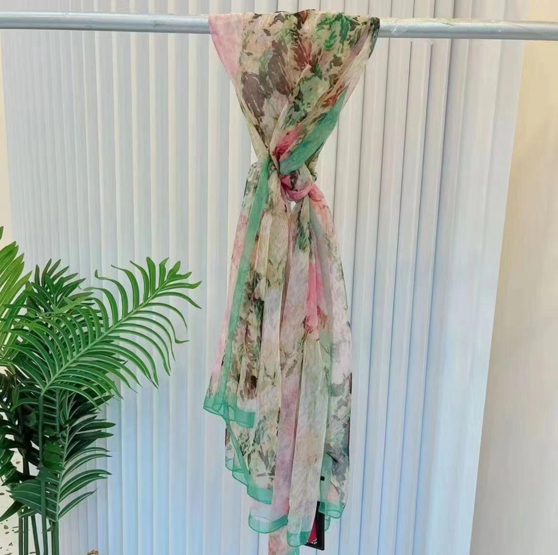 Seidenschal Modedesign Schal Wickel Damen Pashmina Strandstolen Kopf Hijab Bandana Echarpe Für Damen Foulard Damen gray