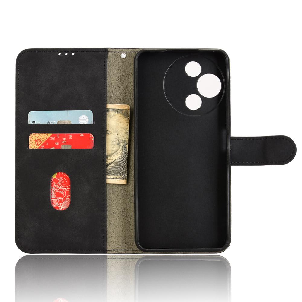 

For TCL 60R 5G Leather Case Skin Feel Anti Drop Wallet Flip Phone Cover Black