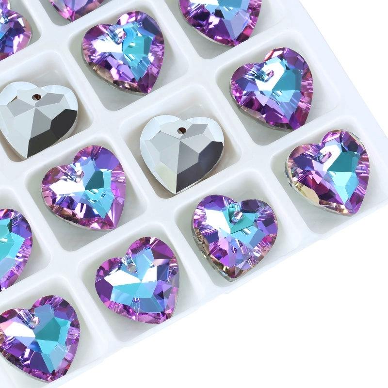 12Pcs Austria Crystal Pendant Loose Rhinestone Beads Charms Glass Jewelry Gems Stones for DIY Necklace Jewelry Making 11Styles