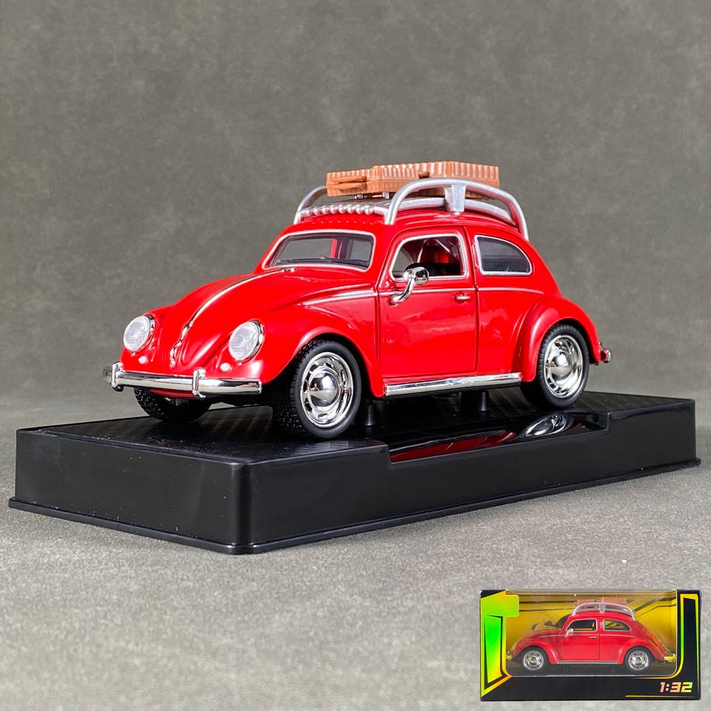1:32 Volkswagen Beetle Travel Version Compact Sedan Alloy Metal Diecast Model Car Children's Toy Car Classic Retro Cars Holiday