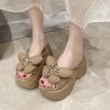 Fashion 9cm Platform Slippers Woman Bowknot Thick Sole Sandals Women Chunky Flip Flops New Summer Casual Beach Slides Zapatos Mujer