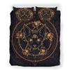 Wiccansk Okkult Svart Katt Dynetrekksett, Gotiske Svart Katt Sengetøy Mystisk Sol og Måne Dyne Trekk Queen Size