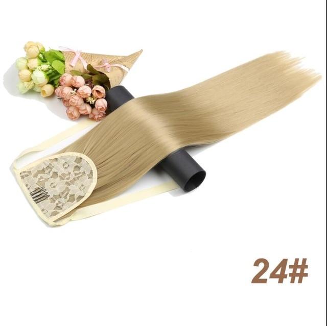 Extensions de cheveux synthétiques longues et raides en fibre résistante à la chaleur pour queue de cheval, accessoires capillaires quotidiens pour femmes