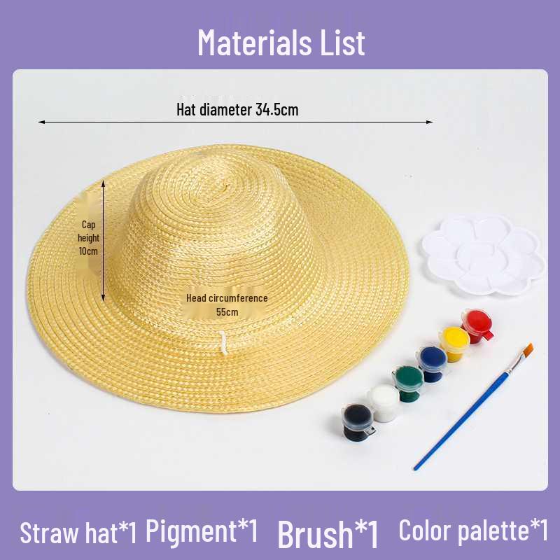Kinderset zum Bemalen von Strohhüten zum Selbermachen: Kreative Dekoration im französischen Stil für den Kindergarten