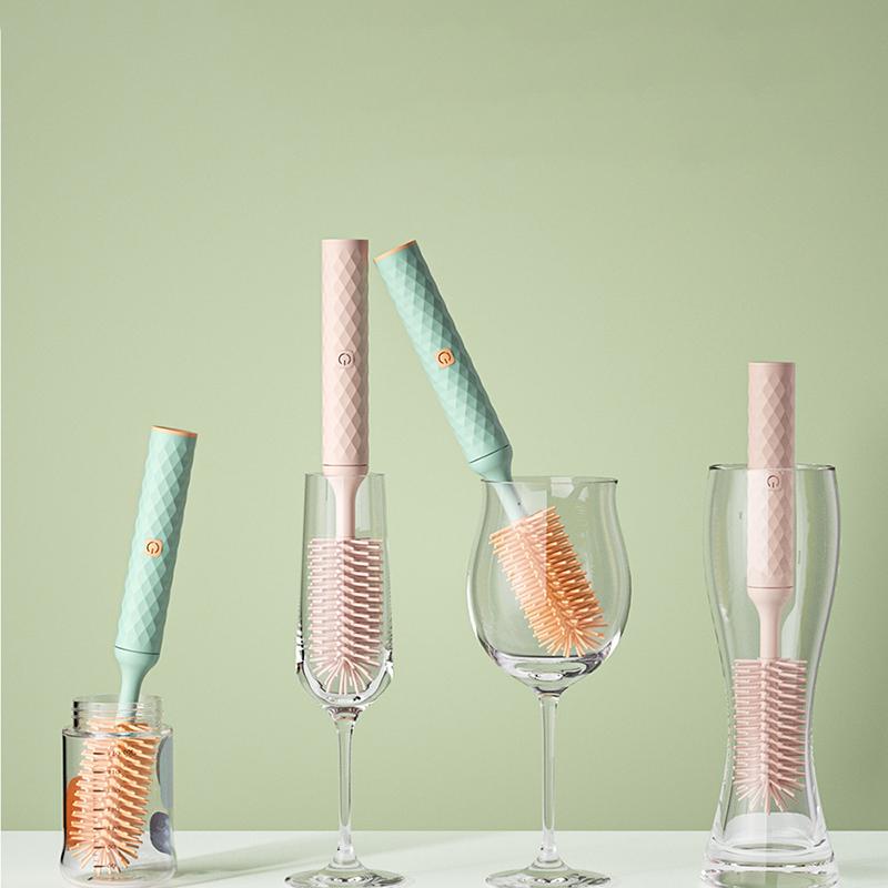 Electric Cleaning Brush With 3 Replacement Heads, Waterproof 360 Degree Rotating Long Handle Silicone