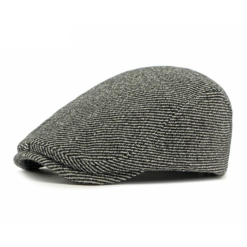 Men's Autumn Winter Peaked Cap Thick Warm Forward Cap Middle-Aged and Elderly Retro Beret