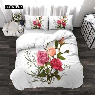 Bettbezug-Set mit Rosenmotiv, Mikrofaser, Rosen, romantische Blumen, Bettbezug für Paare, Valentinstagsgeschenk, Blumenmotiv, King-Size-Bettbezug