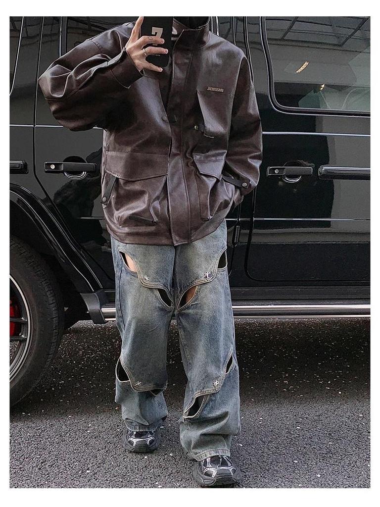 Herren Übergroße Retro PU-Lederjacke - Herbst Winter Trend, High-End Cooler Stil