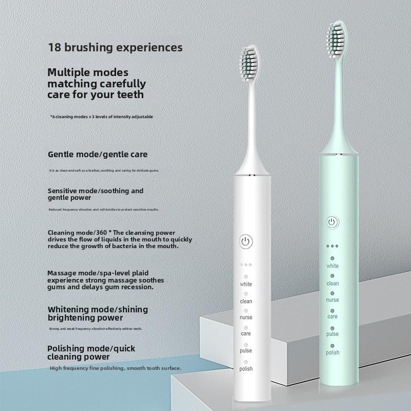 Elektryczny Zestaw Szczoteczek do Zębów Metalowy Trzonek 18-biegowy Dla Dorosłych Jasny Biały Automatyczne Ładowanie Wodoodporna Soniczna Miękka Włosie Szczoteczka dla Pary
