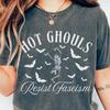 Comfort Colors Hot Ghouls Resist Fascism Shirt and Kids Tshirt: Funny Halloween Skeleton & Bats