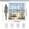 Seaside Beach with Boats and Driftwood Shower Curtain for Bathroom Decor, Perfect for Adding Coastal Charm