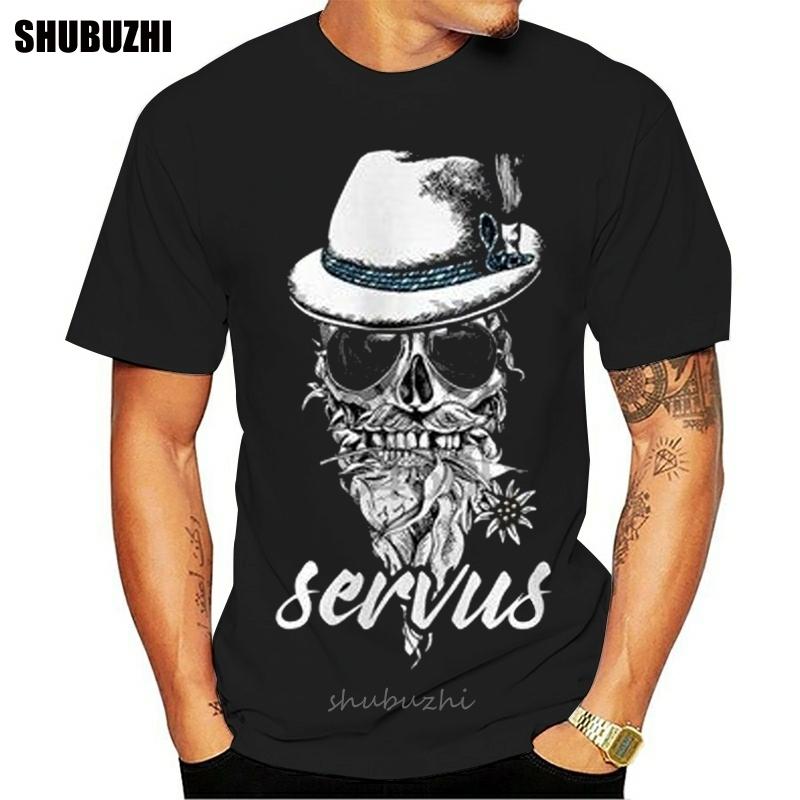 TShirt Totenkopf Filzhut Bayern Skull Blume Oktoberfest Servus Fashion Tshirt Men Cotton Brand Teeshirt Summer Tshirt