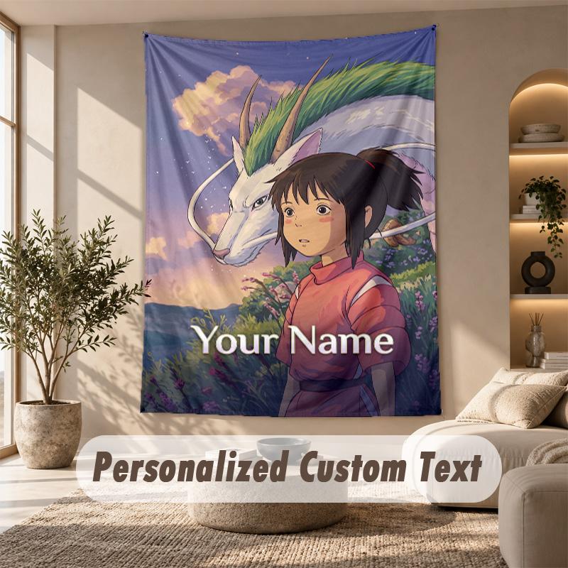 Tapestry Custom Name Text, Wall Hanging Tapestry Home Room DecorSpirited Away