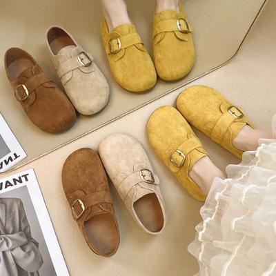 All-inclusive Women's New Spring and Autumn Flat-soled Single Shoes, One Pedal Inner Height Increase, Soft Sole Retro