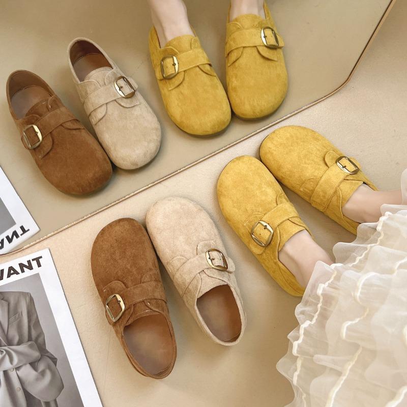 All-inclusive women's new spring and autumn flat-soled single shoes, one pedal inner height increase, soft sole retro