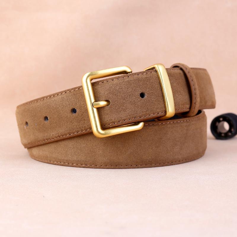 Leather Belt Ladies Cowhide Velvet Belt Casual Pin Buckle Women'S Belt Trend
