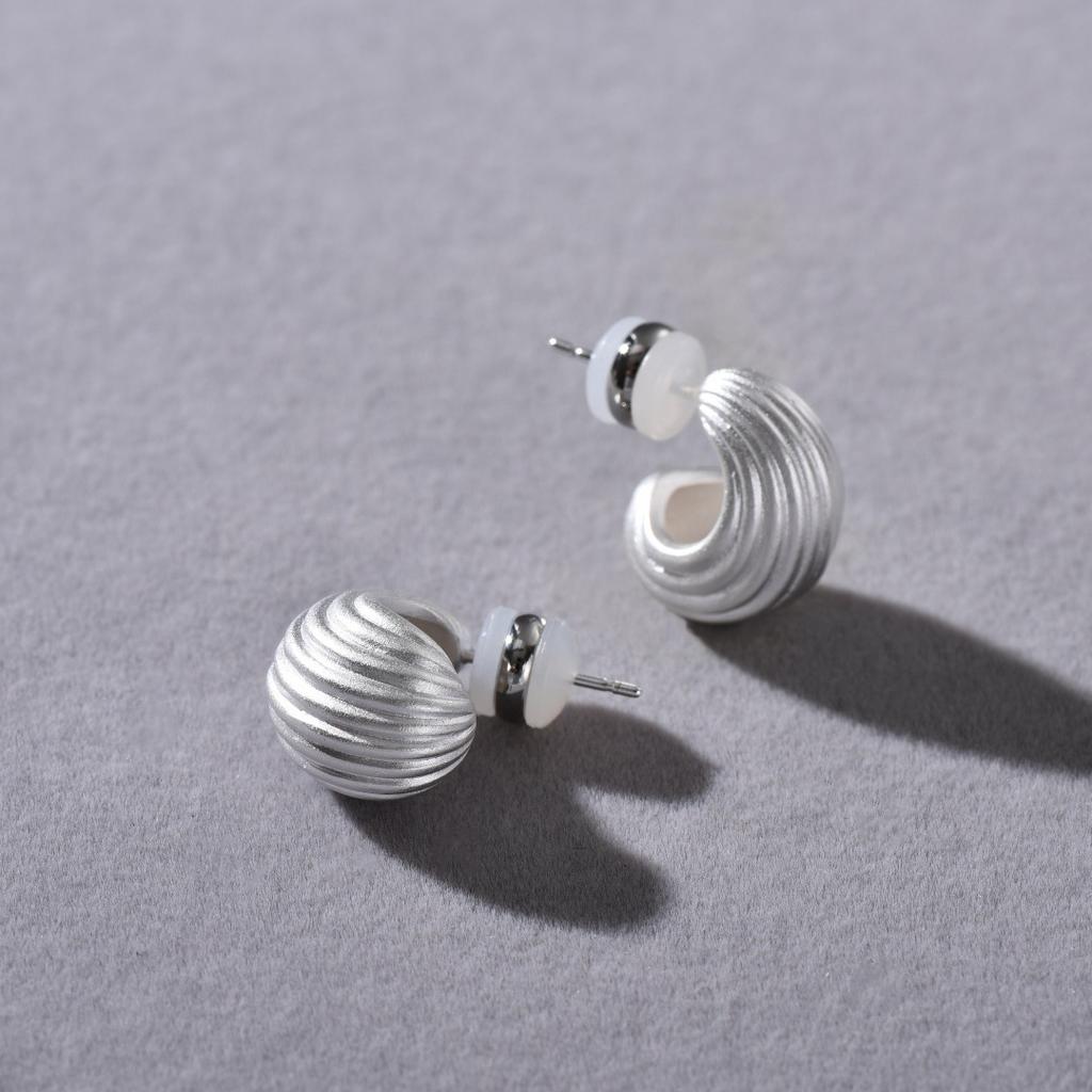 Original Design Matte Copper Platinum Plated S925 Silver Needle Stud Earrings, Niche Fashion Commuter Must Enter Earrings