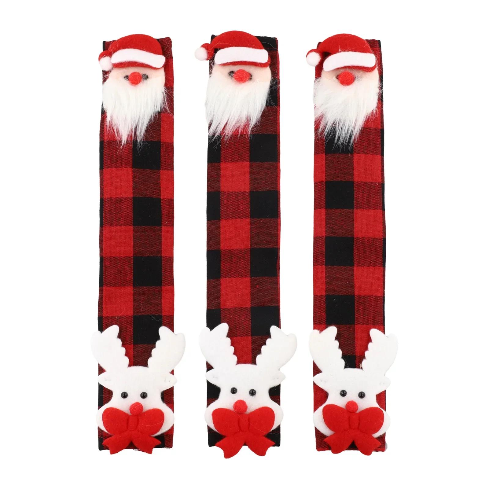 

3D Design Covers Christmas Handle Covers Easy To Clean Multiple Sizes Available Santa Claus Design For Refrigerators