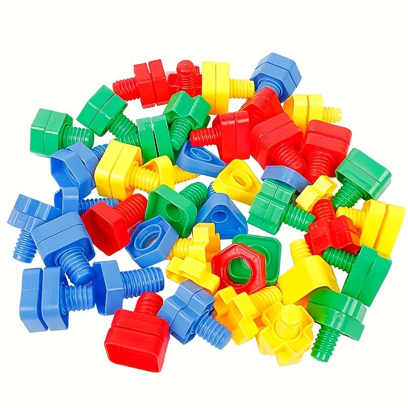 8 Pairs Nuts and Bolts Set, Fine Motor Training Puzzle Toy,Shape and Color Matching Toy,Building Game,Block Combination,Screw and Nut Combination Toy