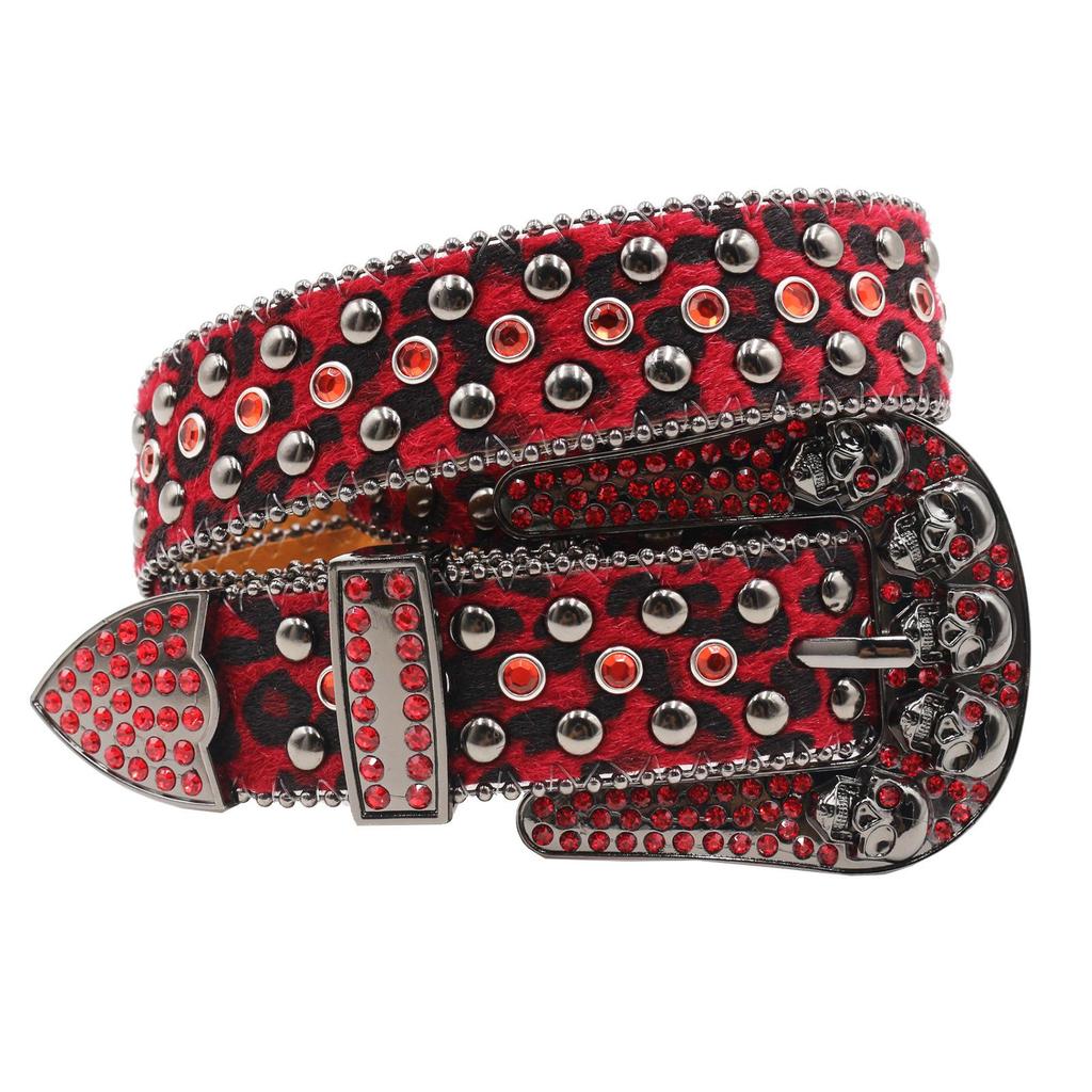 Punk European-American Skull Rhinestone Hip Hop Belt