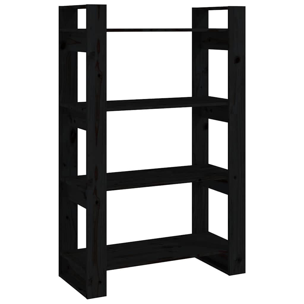 Vidaxl Bookshelf/Room Divider, Black, 80X35X125 Cm, Pine