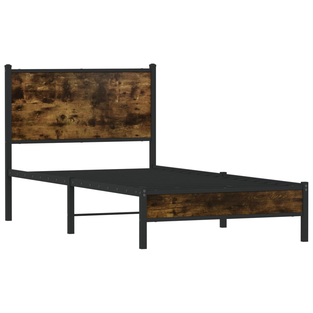 Vidaxl Metalowa Rama Łóżka, Bez Materaca, Przydymiony Dąb, 80X200 Cm