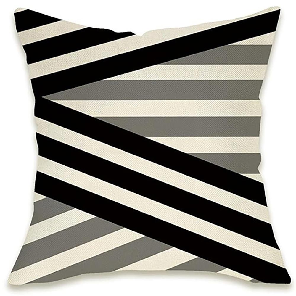 Black & White Geometric Pattern Pillow Covers Set of 4 ,,sofa and Chair Cushion Covers, Home Bedroom Room Decoration