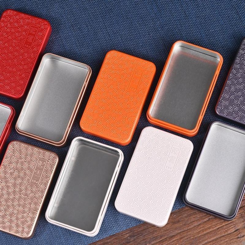 Rectangular Wavy Pattern Metal Storage Box Small Portable Organizer for Tea Bags Coffee Pods Home Office Use
