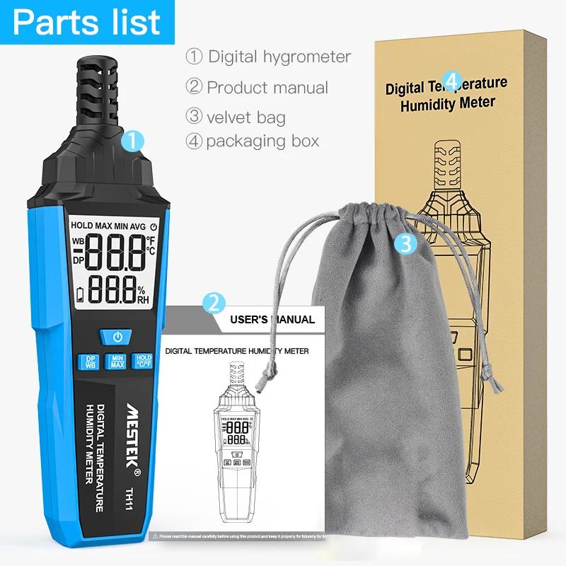 LCD Digital Temperature Humidity Meter -20-60°C Thermometer Wet Bulb/Dew Point Temperature Hygrometer Handheld Thermometer