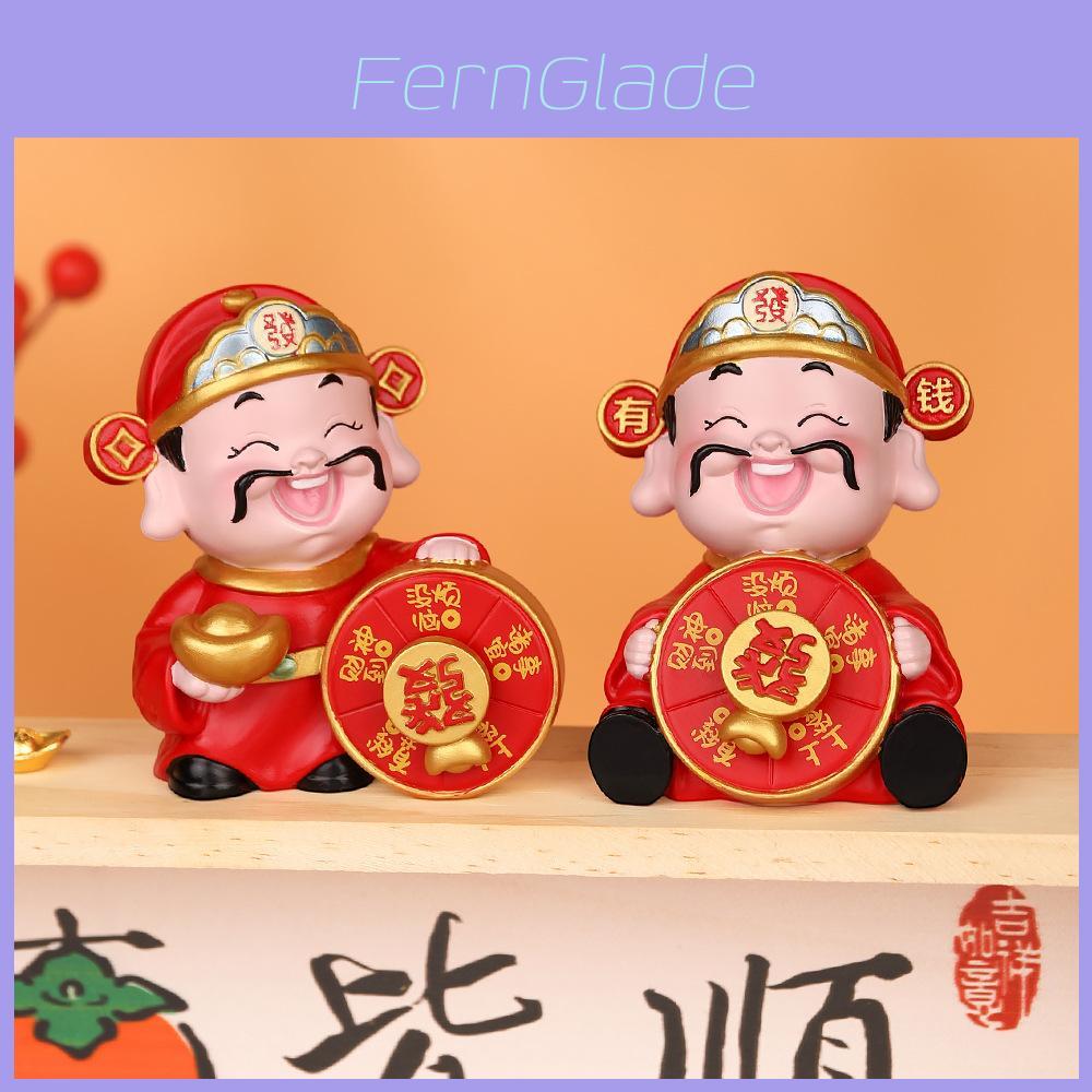 Prosperity Wealth God Resin Car Ornament With Lucky Symbols For New Year Gift