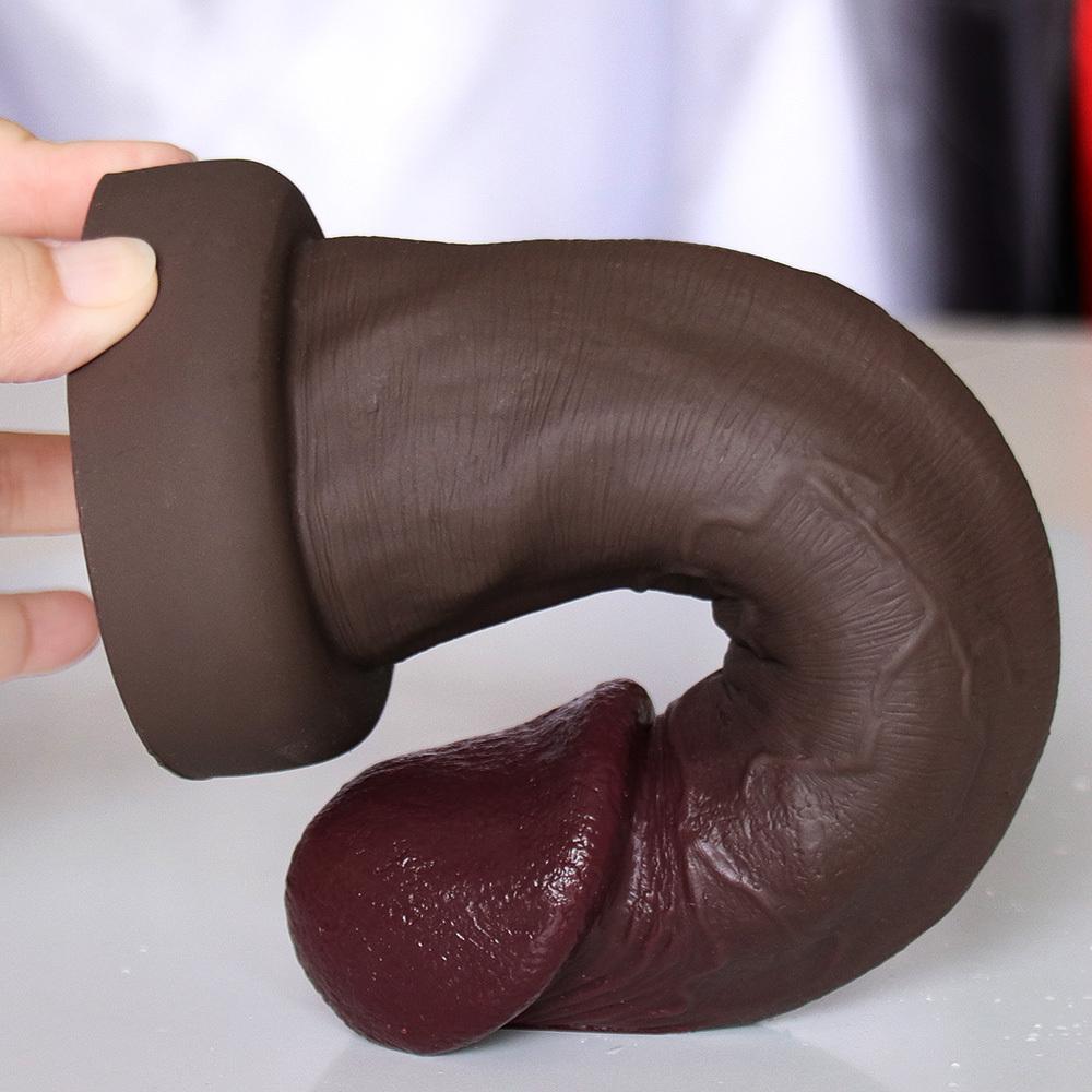 Dark Brown Realistic Silicone 30CM Dildo with Mushroom Head, Strong Suction Cup, Soft Body-Safe Silicone, Waterproof, Discreet Packaging