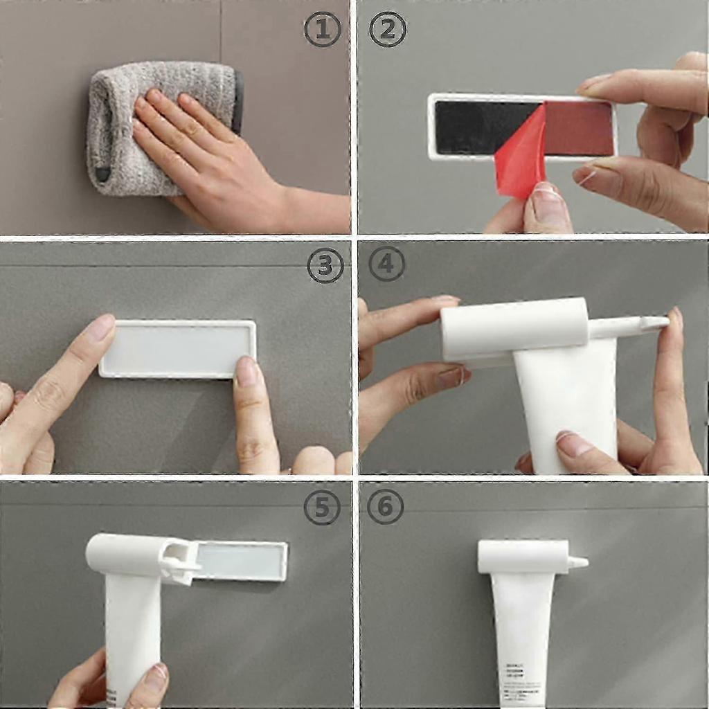 Wall-mounted Rolling Tube Toothpaste Squeezer Magnetic Toothpaste Seat Holder Stand Rotate Toothpaste Dispenser (white/3 piece)