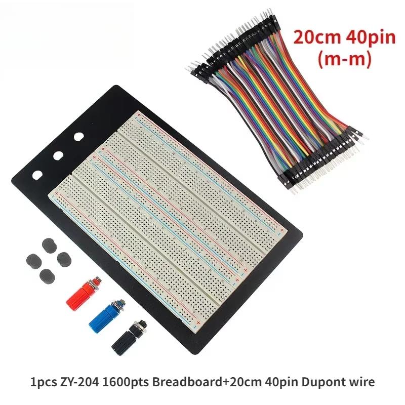 ZY-204 1600pts Breadboard with Dupont Wire Cable Set, 20cm 20/40Pin Male To Male Dupont Wire Breadboard DIY Electronic Kit