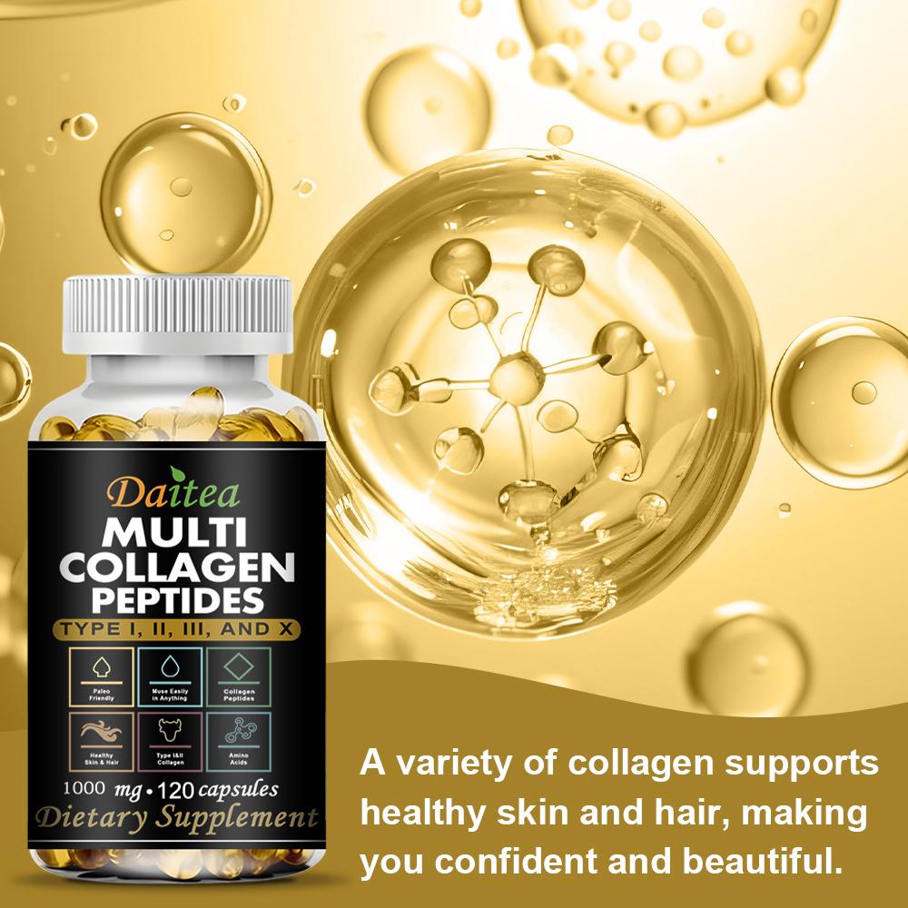 Integratore Alimentare Multi Collagene, Con Collagene Idrolizzato, 120 Capsule Morbide Per Flacone