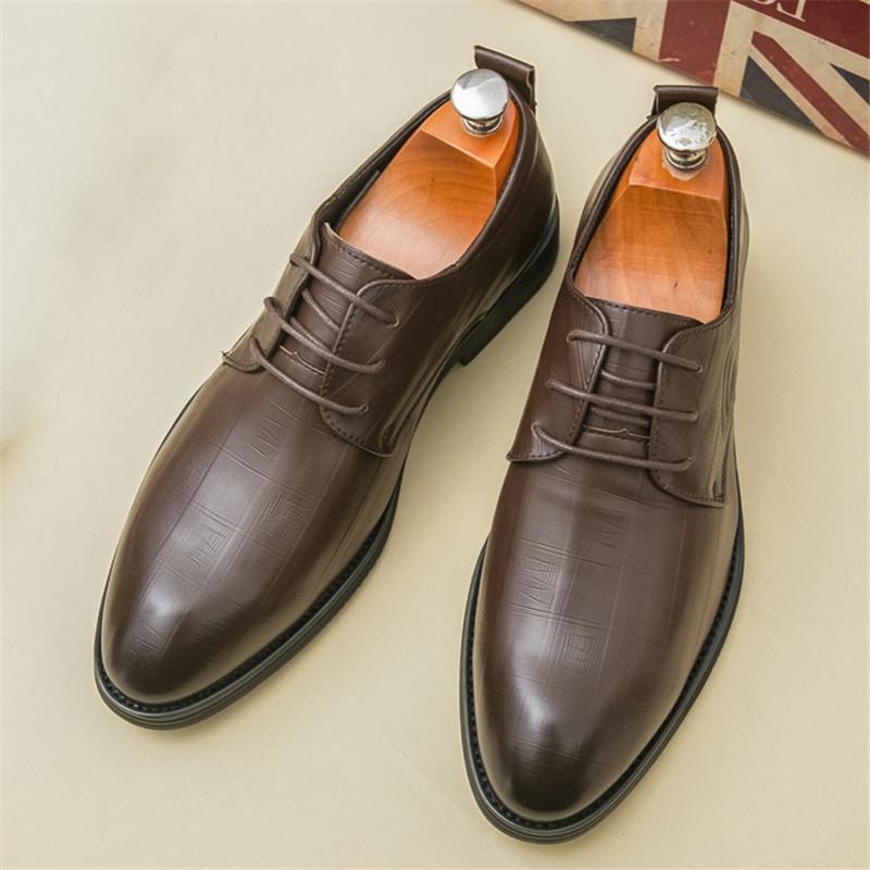 Fashion Fashion New Designer Pointed Lace Up Derby Shoes For Men Black Brown Wedding Dress Homecoming Formal Wedding Footwear
