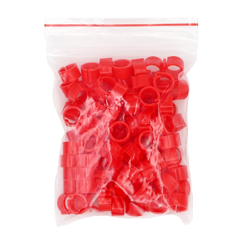 100Pcs Birds Pigeon Feet Rings 10 Colors Inner Diameter 8mm Plastic Dove Clip Ring Pigeon Dove Quail Foot Ring красный