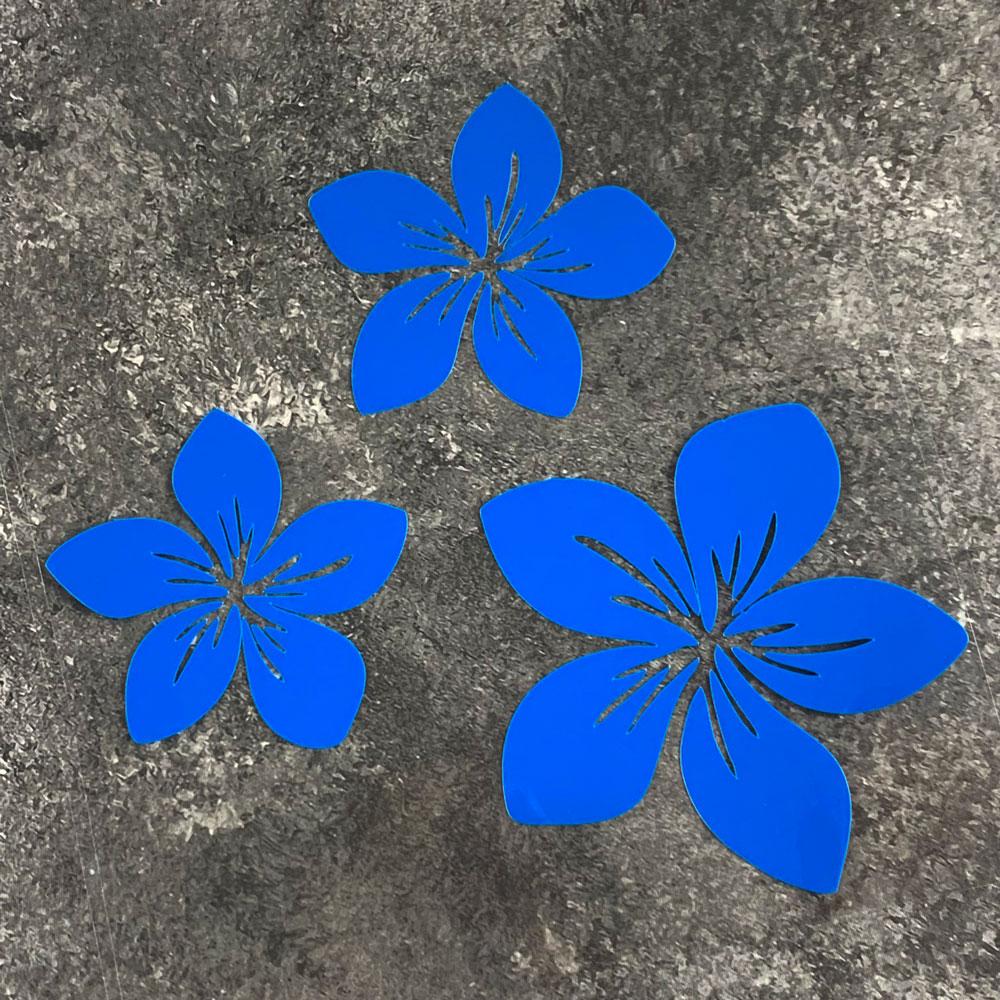 3pcs Various Colors Pretty Flower Car Stickers for Auto Rear Window Bumper Body Helmet Cover Scratches Waterproof Blossom Decals