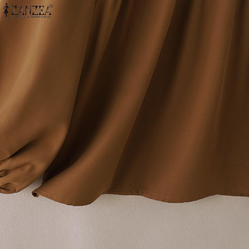 ZANZEA Dámská krajková háčkovaná halenka s kulatým výstřihem, volná, s dlouhým rukávem