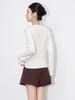 Light Luxury 3D Cable Knit Beaded Round Neck Long Sleeve Sweater Top for Women