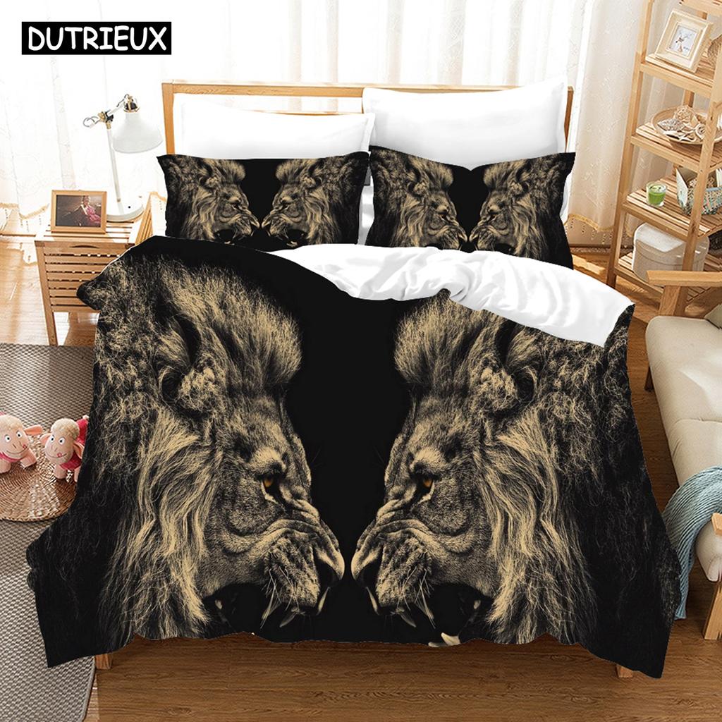 3D Printed Tiger Lion Wildness Animal Bedding Article Duvet Set Personality