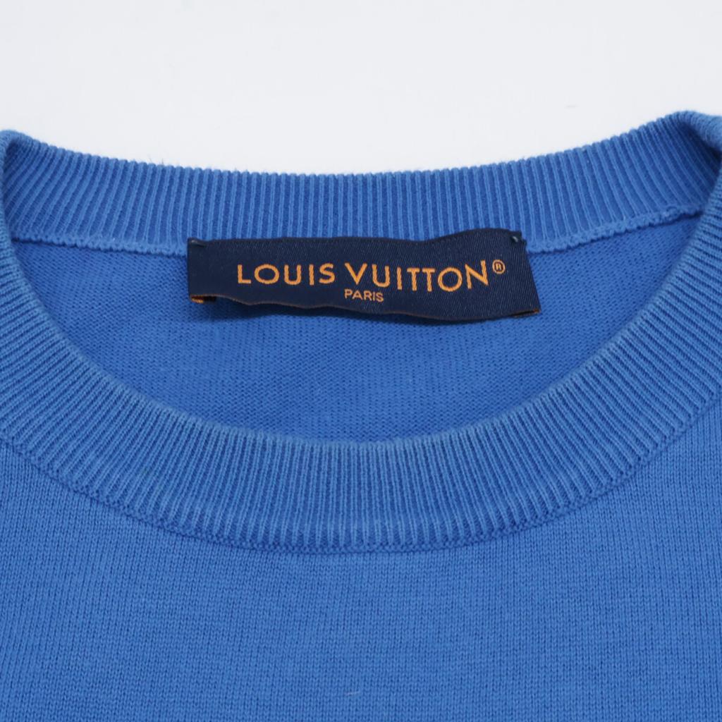 LOUIS VUITTON [Domestic Regular/24Stainless Steel] RM241MQ Z34 HQN40W Cotton Sleeve Monogram Knit Sweater tops M blueUsed