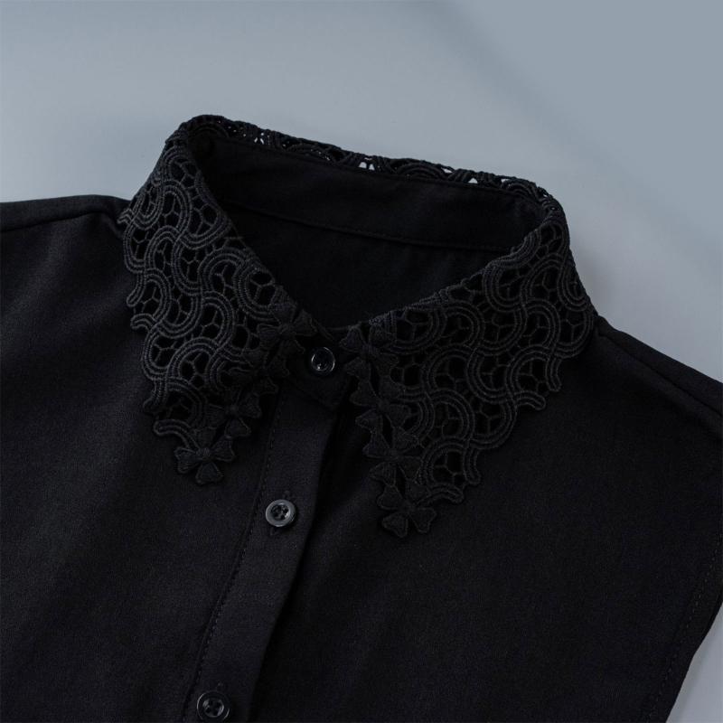 Detachable Collar Button Removable Hollow Embroidery Design Half Shirt Blouse for Quick Outfit Changes Various Occasion