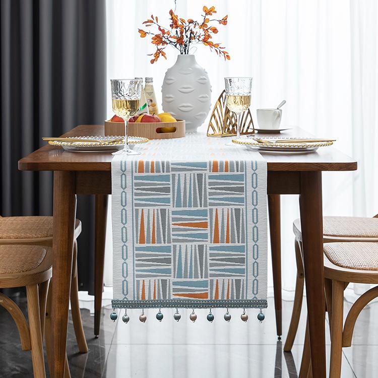 

Nordic Luxury Jacquard Table Runner Tasseled Polyester Table Cover Table Runner Decoration For Festival Event Home Decoration 35x140CM