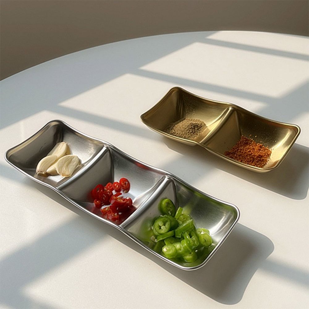 1/2/3 Grids Sauce Plate 304 Stainless Steel Tableware Korean Style Seasoning Dish  Home Resturant