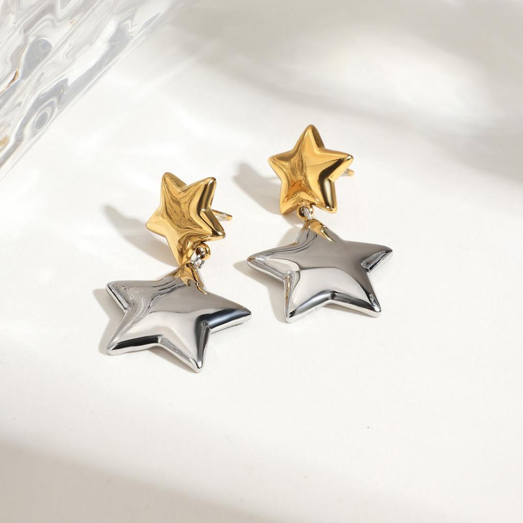 Yori Gold Silver Color Matching Star Earrings Rust Proof 18K PVD Plated Personalized Trendy Jewelry Bijoux Gift
