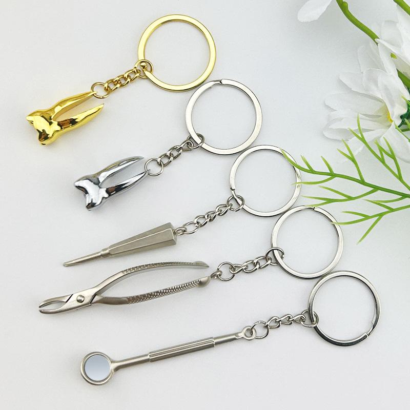 Mini Dental Tools Teeth Keychain Simulation Tooth Key Holder Clinic Promotion Gift