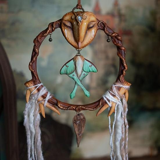 Handcrafted Moth Hanging Decoration Metal Elf Wall Hanging Sculpture Nature Inspired Artistic Pendant for Home Door Window Decor
