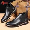 39~47 Men Chelsea Boots Brand Retro Comfortable Pu Leather Ankle Boots Men  Fashion Black Brown Boots Shoes For Man